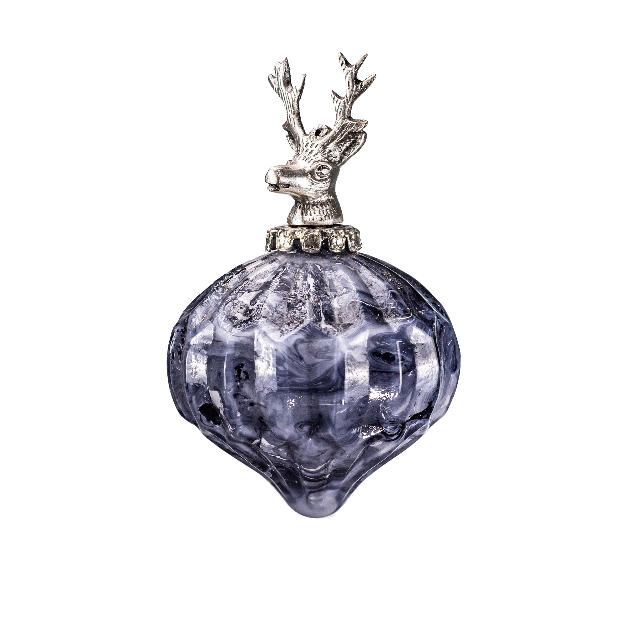 Glass christmas Onion with deer top, Blue